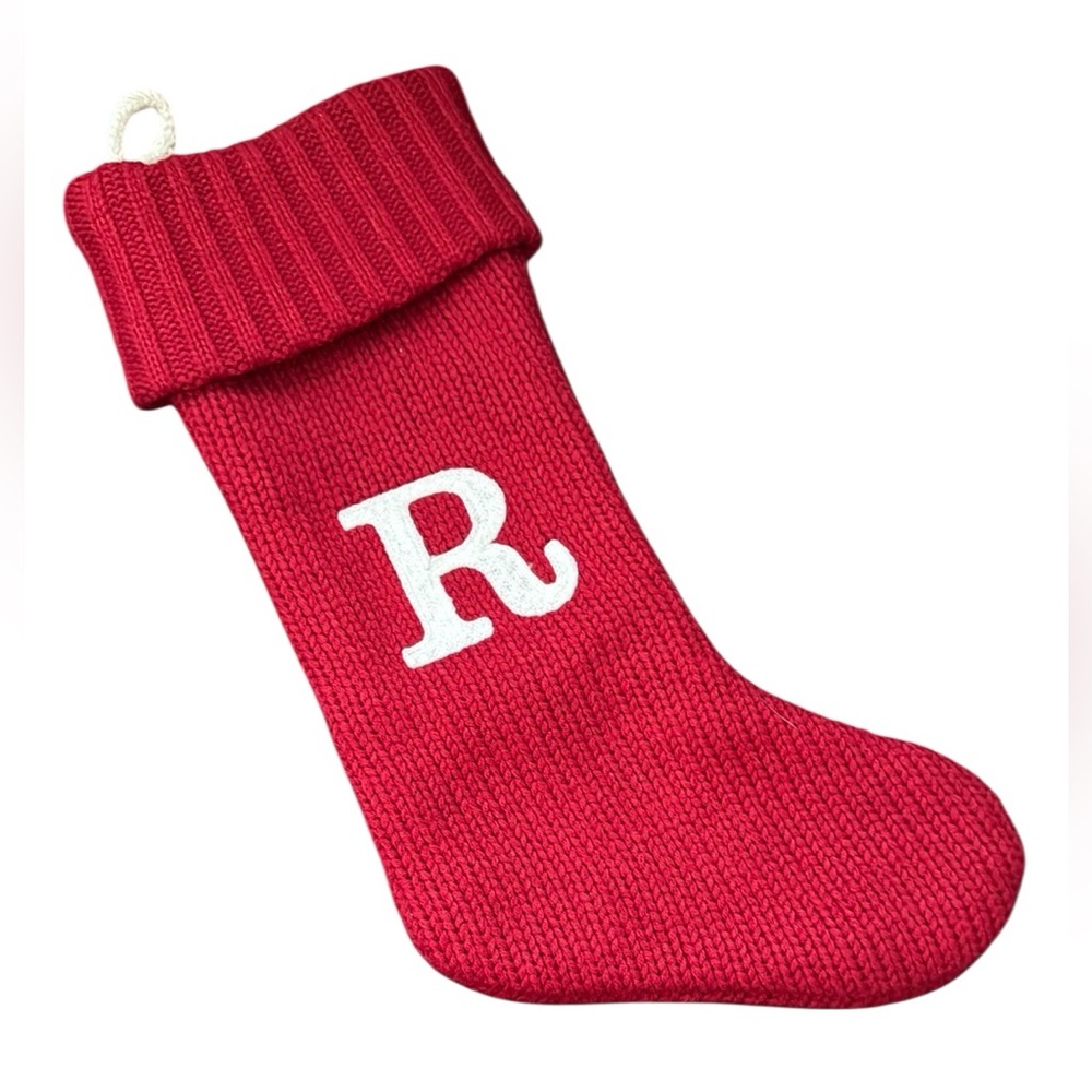 Wondershop Christmas Stocking 20" Knit Monogram Red Embroidered “R" New no tag